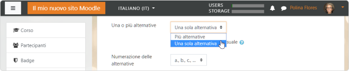 Imposta quante risposte sono consentite in una domanda a scelta multipla su Moodle