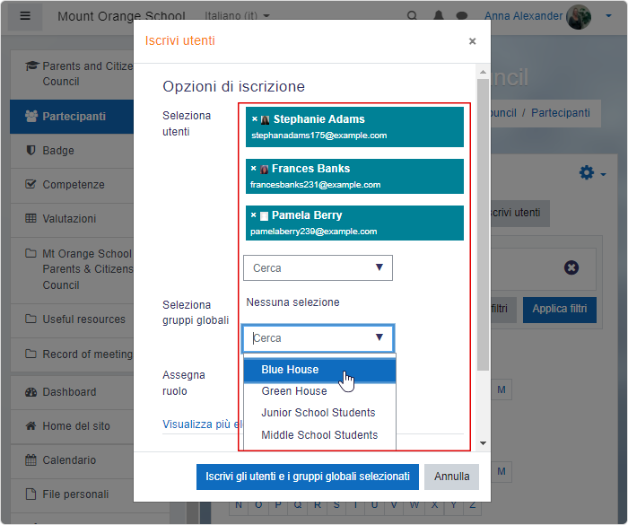 Metodi di iscrizione in un tutorial Moodle