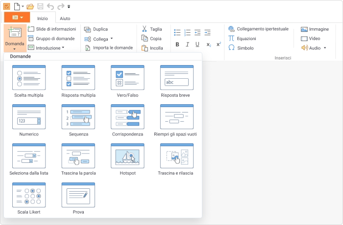 Domande in iSpring QuizMaker