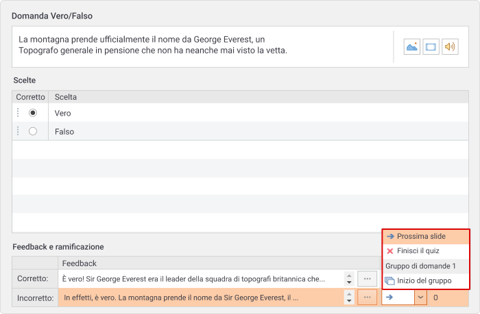 Ramificazioni in iSpring QuizMaker