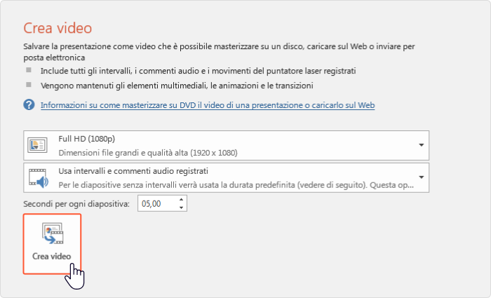 Creare un video in PowerPoint