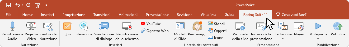 La scheda iSpring Suite