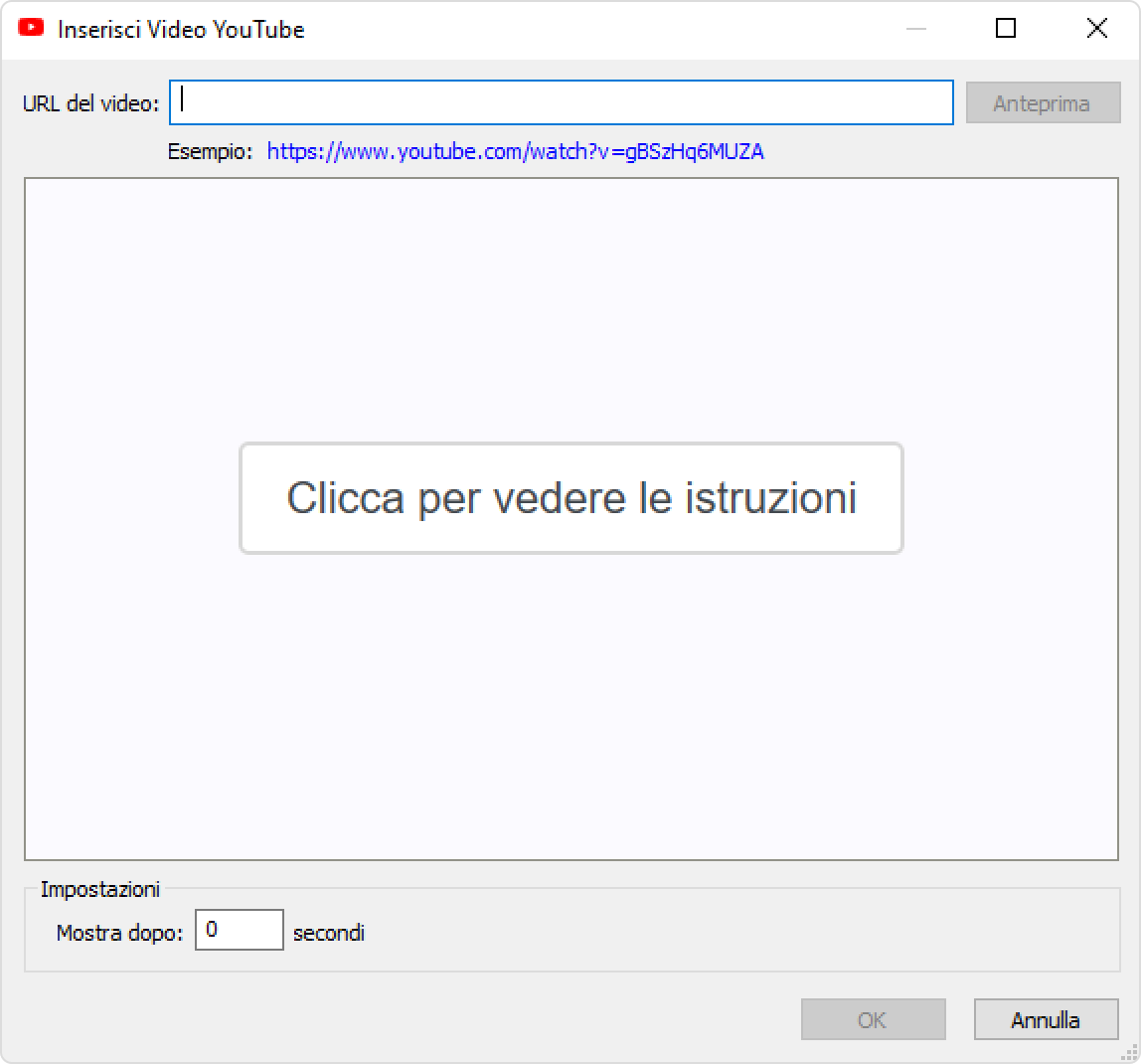 Inserire un video di YouTube online