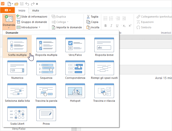 Creare quiz a risposta multipla