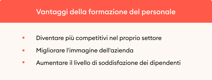 Vantaggi della formazione del personale