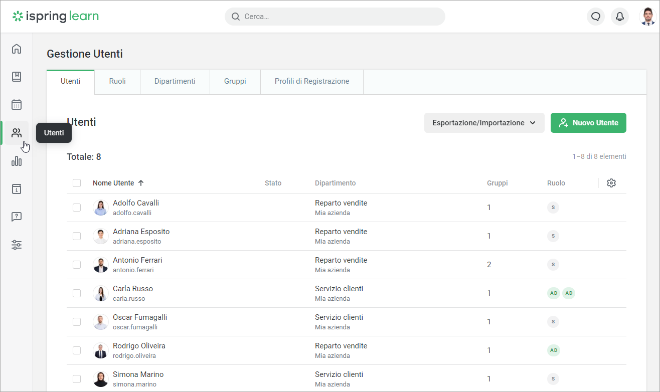 Una piattaforma LMS: gestire gli utenti