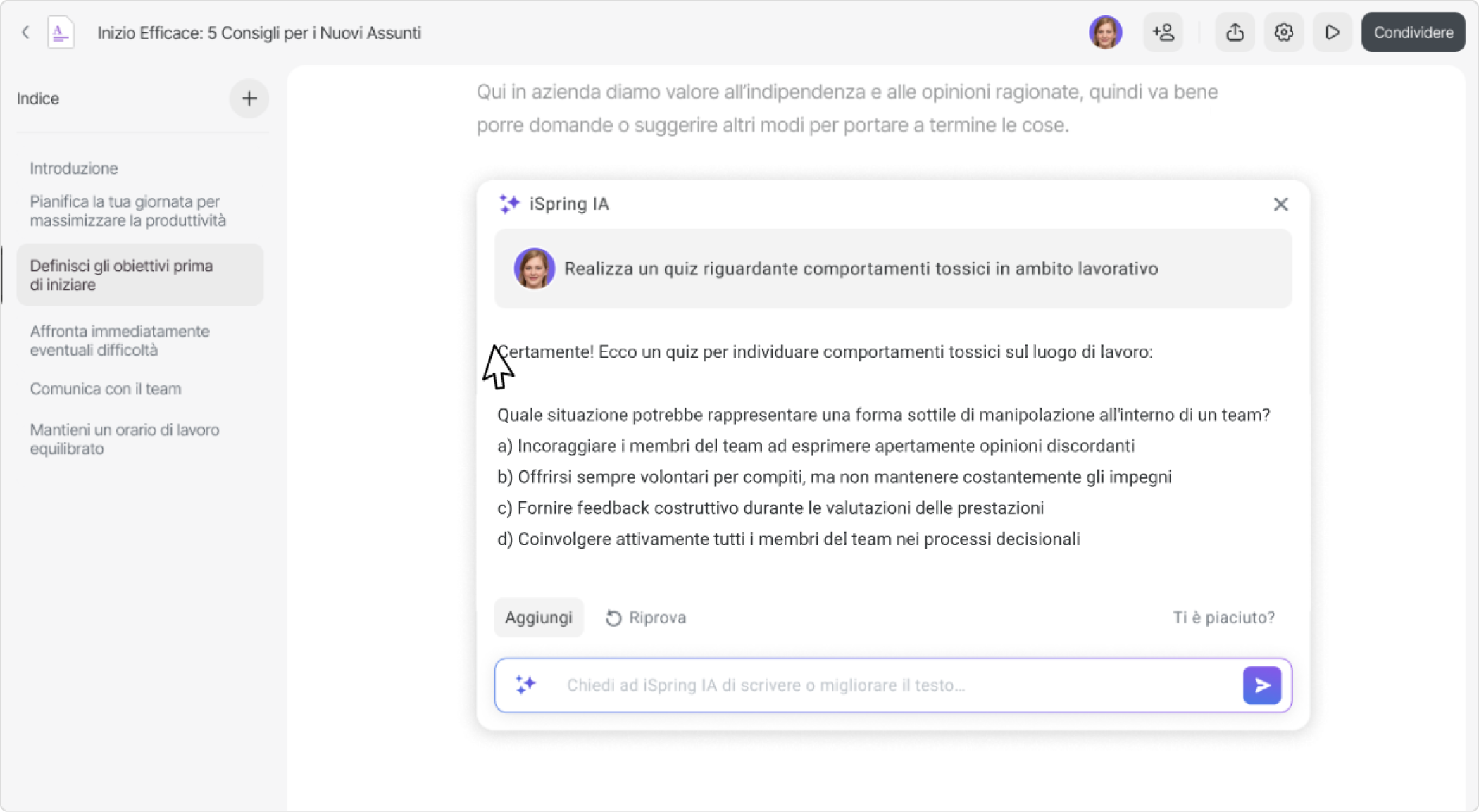 Crea quiz con iSpring IA Digital creator: crea quiz con iSpring IA