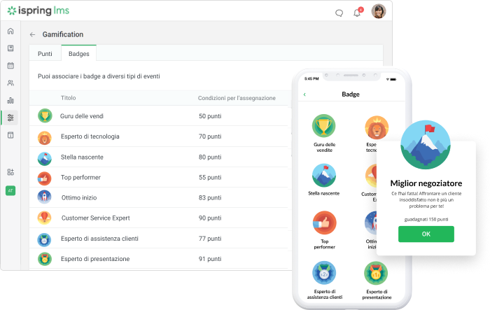 Gamification in iSpring LMS Employee retention: fornire gratificazioni